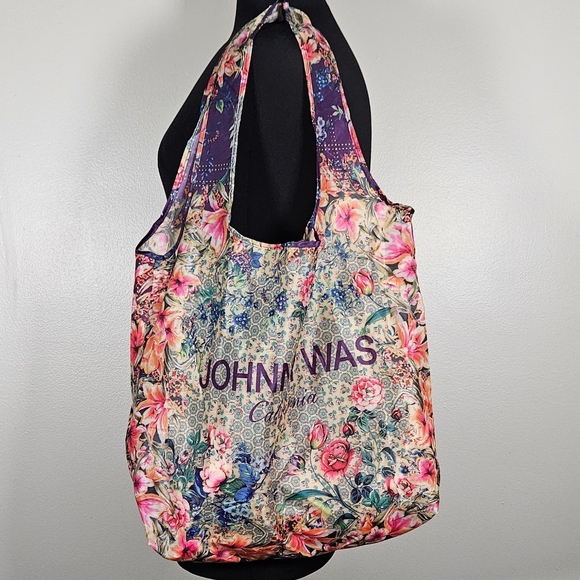 Johnny Was Handbags - Johnny Was Floral Nylon Packable Foldable Tote Bag Travel Shopping Reusable Bag